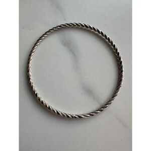 Sterling Silver Engraved Twisted Rope Bangle Bracelet Minimalist Stackable Slip